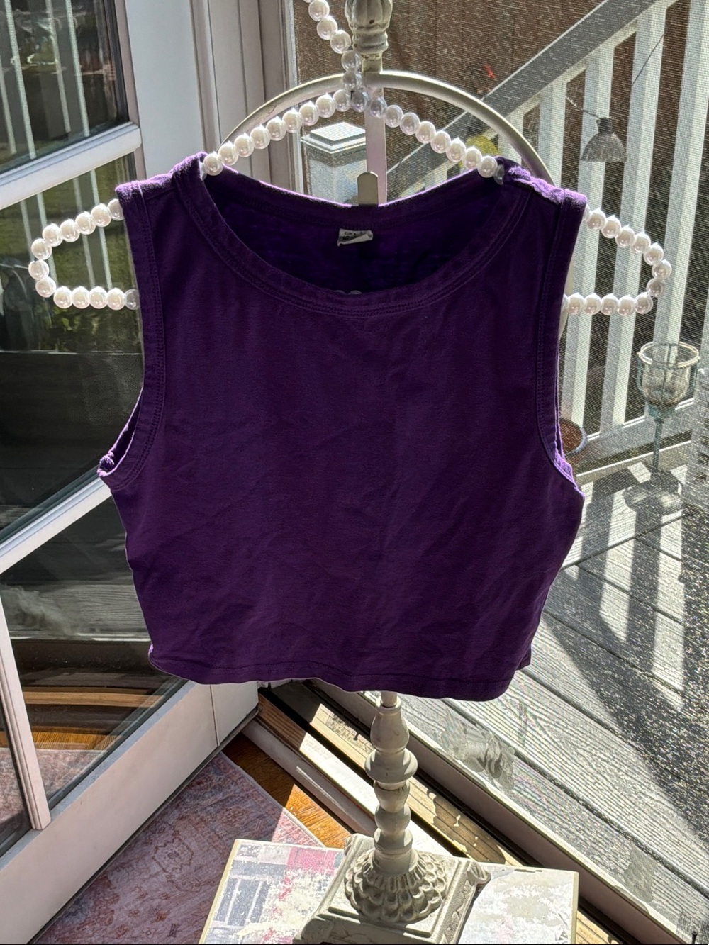 Purple Sleeveless Crop Tank Top